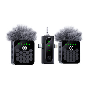 Portable <b>Wireless</b> Lavalier Microphone One-to-Two System with Charging Case Noise Cancellation Low Latency for Interview Vlog - Product Image 2