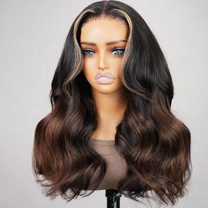 Peluca de cabello humano Natural 5x6 sin pegamento encaje completo onda suelta resaltar <span class=keywords><strong>Balayage</strong></span> #4 <span class=keywords><strong>Castaño</strong></span> estilo recto - Product Image 3