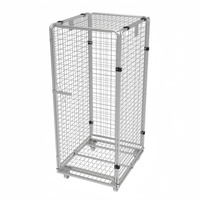 Chariot de manutention robuste en métal avec cage de protection, conteneur roulant en treillis métallique pour entrepôt avec roues pour la manutention de marchandises