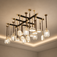 Lampe suspendue moderne, style nordique, en verre matriciel carré, luminaire suspendu de luxe pour hôtel, hall, villa, salon