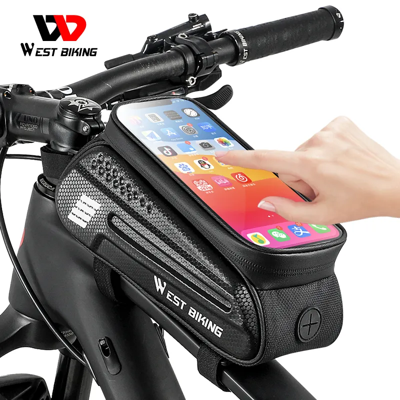 WEST BIKING Bicycle Bag Cycling Top Front Tube Frame Bag Waterproof Colorful Phone sport Storage Touch Screen MTB Road Bike Bags