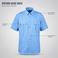 Chemise de travail pour homme à manches courtes en polycoton, boutonnée, avec deux poches poitrine et épaulettes, pour agents de sécurité et entrepôt