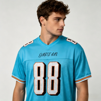 Camiseta Deportiva Personalizada de Malla con Estampado de Diamantes de Imitación, Brillante, Cuello en V, Corte Regular, Bordada, Estilo Fútbol, 3D