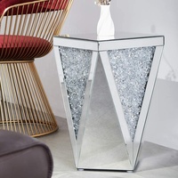 Table console en diamant écrasé scintillant Table d'appoint en miroir faite à la main meubles décoratifs triangulaires pour la maison Table basse en miroir