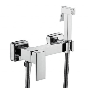 Miscelatore doccia da parete moderno quadrato in ceramica spazzolata con getto a pioggia, monocomando caldo/freddo, per bagno femminile - Product Image 1
