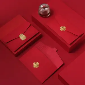 Enveloppe d'argent rouge personnalisée de luxe, lot de 5, papier d'emballage, pour nouvel an chinois, Festival, printemps, fin