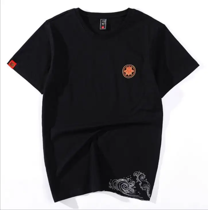 T-Shirt personalizzata Koi ricamata per l'industria pesante moda uomo T-Shirt manica corta in cotone stile nazionale estivo nuovissima