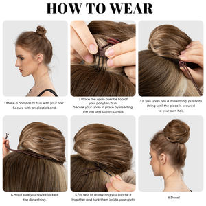 Le plus récent en gros <span class=keywords><strong>facile</strong></span> cordon cheveux bouffées synthétique Clip sur cheveux beignet petits pains Extension <span class=keywords><strong>Chignon</strong></span> morceau de cheveux <span class=keywords><strong>pour</strong></span> les femmes blanches - Product Image 6