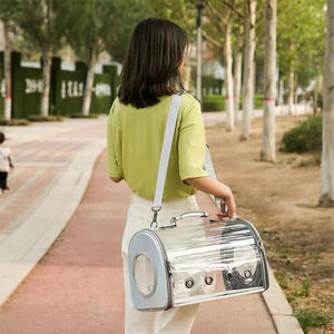 Transparent Pet Carrier <b>Backpack</b> Acrylic Polyester <b>Lightweight</b> Breathable For Cats And Pets Hand Carry Crossbody Use - Product Image 1