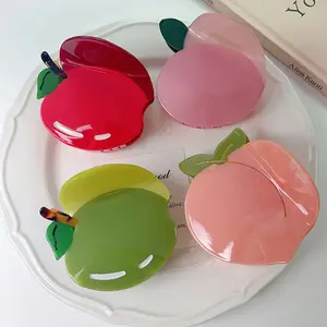 Bal sevimli elma saç pençe benzersiz tasarım yaz meyve Pitaya asetat şeftali saç pençe klipsleri