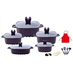 Elegant beautiful high quality non-stock die casting aluminum 22 pcs cookware sets