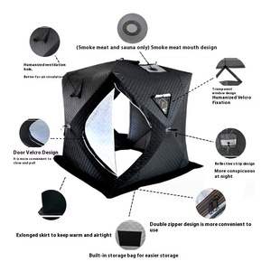 Portable en aluminium étanche tente extérieure pêche d'été pêche sur glace <span class=keywords><strong>plage</strong></span> Sauna utiliser coton ignifuge deux portes fenêtre - Product Image 3
