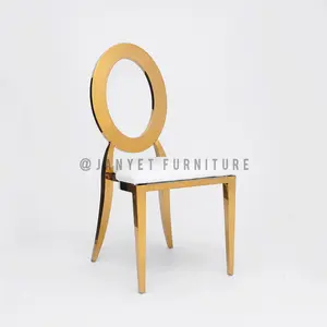 Luxury Event Rental Durable Stacking Round O Back Gold Ring Wedding Chair