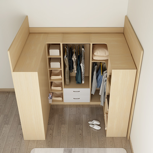 Letto a Soppalco in Legno per Adulti <span class=keywords><strong>con</strong></span> Sistema di Stoccaggio e <span class=keywords><strong>Armadio</strong></span>, Design Salvaspazio per Camere da Letto dei Bambini - Product Image 5
