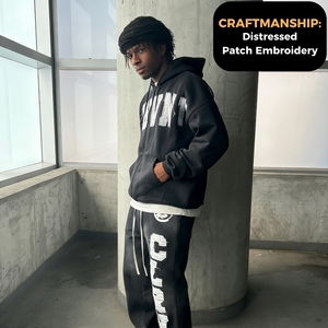 Felpa con Cappuccio da Uomo con Zip, Personalizzata con Strass, Effetto Consumato e Lavaggio Acido, Vestibilità Ampia, Stile Streetwear Pesante, Design con Diamanti - Product Image 5