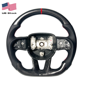 Volant sport en cuir brodé en fibre de carbone, directement de l'usine, pour <span class=keywords><strong>Dodge</strong></span> Charger Challenger <span class=keywords><strong>SRT</strong></span> 2019 <span class=keywords><strong>2020</strong></span> 2021 2022 2023 - Product Image 1