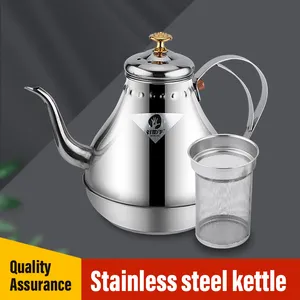 Palace Teapot 201 Stainless Steel Circular Boiling Kettle Tea Pot 1.2L/1.8L High Quality Flat Bottom Water Kettle Coffee Pot