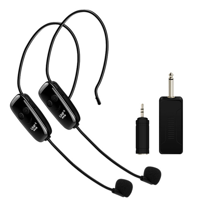 Head-mounted UHF Wireless Microphone One Drag Two Anti-interference Wireless MIC Transmitter Receiver Outdoor Performance Mic