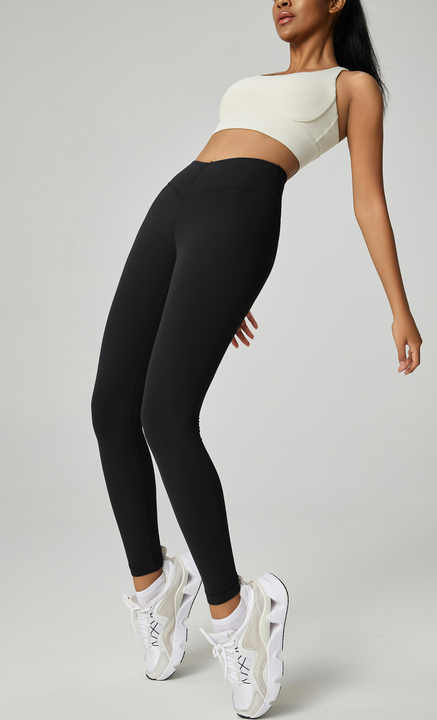 Women's High Waisted Yoga Pants With Side Stripes | SmU Activewear Leggings | Black | UK 8-22