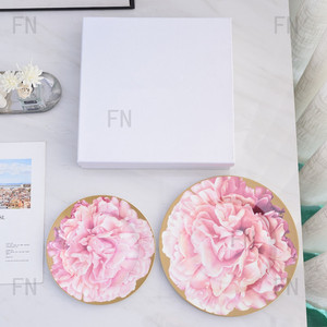 Wholesale Gold Rim Pink Bone China Ceramic Charger Dishes Wedding Decor Plates with Custom Logo - Product Image 1