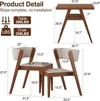 Ensemble de table à manger de style bistrot moderne en bois massif de luxe, 3 pièces, chaises empilables, sièges rembourrés, gain de place pour la cuisine, ZY013