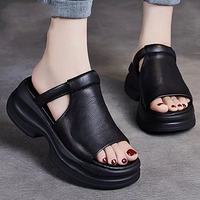 Tendances de la mode : Sandales mules à plateforme pour femme, à bout ouvert, à semelle épaisse et robuste, à enfiler, décontractées d'été, OEM ODM pris en charge