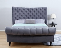 Wills oon Luxus High Head board Schlitten bett Super King Size Black Button Tufted Holzrahmen Moderne Polstermöbel Leder