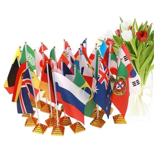 Wholesales Desk Flag Polyester Table Flag Mini Country Desk Flag With Stand