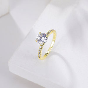 Anillos de compromiso 925 plata esterlina redonda 1.2ct 14K oro para mujeres blanco no se decolora piedra de nacimiento joyería banda de boda - Product Image 6