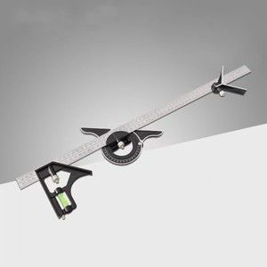 Juego de herramientas de medición de ángulo cuadrado, combinación ajustable de acero inoxidable preciso, nivel de burbuja, regla cuadrada de combinación de 12 "300mm - Product Image 5