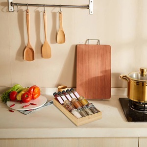 Bamboo Spice Organizer 3 Compartment <b>Drawer</b> <b>Storage</b> Rack For Kitchen Cabinet Use - Product Image 2