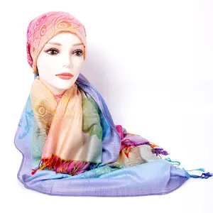 Fashionable Custom Logo Pashmina Scarf Jacquard Tassel For Women Cashmere Scarf & Shawls