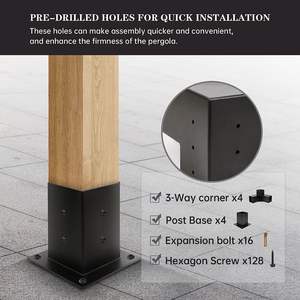 Kit de supports de pergola et de coins avec ancrages à bride – Matériel essentiel pour la base de tonnelle - Product Image 3