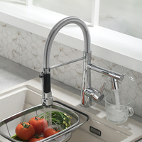 Mitigeur de cuisine Led à ressort, robinets de cuisine en chrome poli, céramique moderne, eau chaude et froide pour appartement