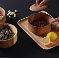 Saladier en bois d'acacia écologique avec couvercle pour les fêtes et le stockage des aliments vaisselle résistante à la chaleur