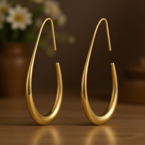 Boucles d'oreilles en alliage en forme de goutte d'eau dorée pour femmes, bijoux classiques à la mode, boucles d'oreilles plaquées or - Product Image 2