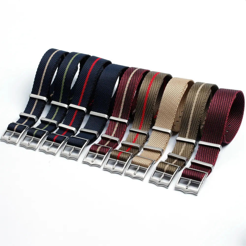 multi color high quality nylon striped watch strap Nylon Braided Wrist Watch Bands Seat Belt Fabric Loop Watch Strap
