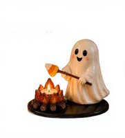 Support de bougie chauffe-plat pour feu de camp d'Halloween, veilleuse en résine à thème fantôme