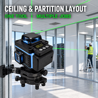 Livella Laser Verde Professionale Industriale 4D a 16 Linee 360 Gradi Autolivellante, Alimentata a Batteria AAA, Strumento di Livellamento per Pavimenti/Pareti