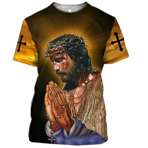 Miễn Phí Mẫu Mùa Hè Giản Dị Tất Cả Các Trận Đấu Chúa Giêsu Kitô 3D In Người Đàn Ông Của T-Shirts Ngắn Tay Streetwearoversized T Áo Sơ Mi Người Đàn Ông Quần Áo