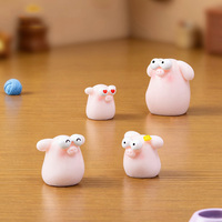 Figurines de cochon rose miniature aux grands yeux, miniatures en résine, accessoires de jardin féerique pour la décoration de la maison, de la voiture et des loisirs créatifs