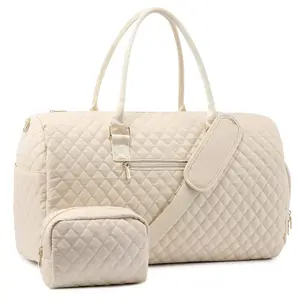 Women Luxury Travel Tote Bag Set Quilted Duffle Weekend Bags Waterproof Custom Canvas Luggage Travel Bag