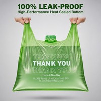 Sacs en T-shirt en HDPE vert personnalisés, imprimés, recyclables, imperméables, pour la vente en gros, les courses, l'épicerie, la vente au détail et les plats à emporter