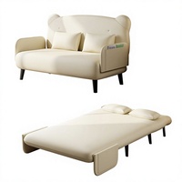 Canapé-lit deux places pliable tout-en-un avec cadre en acier, convertible en siège inclinable, en cuir microfibre, moderne et simple pour salon