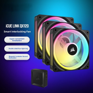 Ventilateur de boîtier Icue <span class=keywords><strong>Link</strong></span> Qx120, lot de 3, noir, 12 cm, avec contrôleur, quatre anneaux lumineux RGB, connexion intelligente - Product Image 1