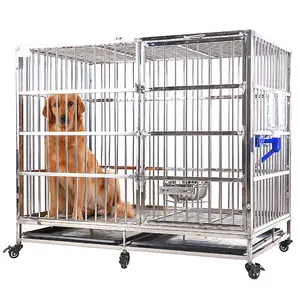 Оптовые продажи большая собачья конура автомобиля-Большая клетка для домашних питомцев, клетка из нержавеющей стали для собак, сверхпрочная уличная будка для собак