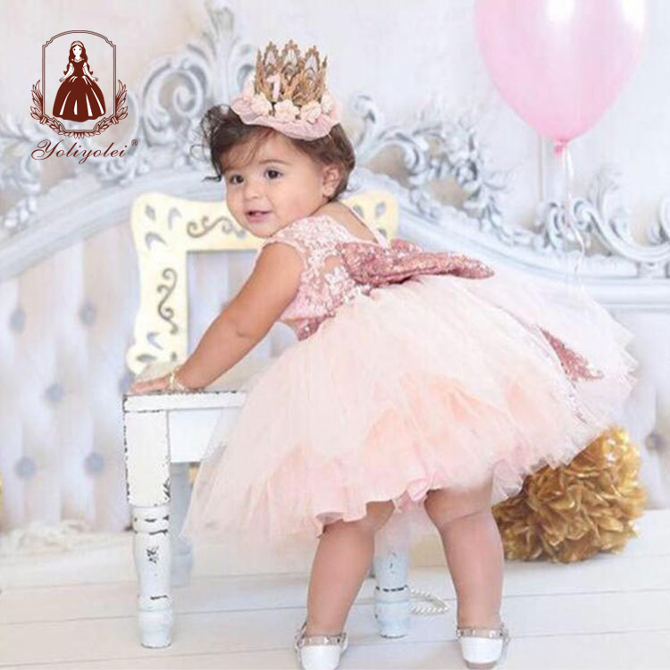 Yoliyolei Summer Bodycon Children Clothes Sequin Baby Toddler Gown Birthday Wedding Party Flower Girls Princess Kids Dresses