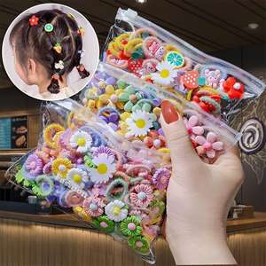 Lazos elásticos para el cabello no dañinos <span class=keywords><strong>de</strong></span> estilo dulce para niñas, anillos pequeños para el cabello con Pulgar, bandas para el cabello para niños pequeños y bebés - Product Image 2