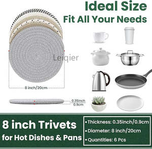 Logo personnalisé grands sous-verres style classique perlé hick résistant à la chaleur tapis en coton protéger <span class=keywords><strong>comptoir</strong></span> de cuisine avec napperons - Product Image 2