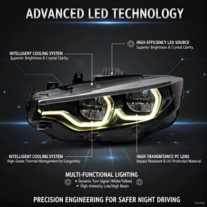 Nuovi Fari Anteriori a LED per <span class=keywords><strong>Serie</strong></span> 4 F32/F36/F82 2013-2019, Stile Laser Esagonale DRL 6000K con Accento Blu, Plug & Play - Product Image 2